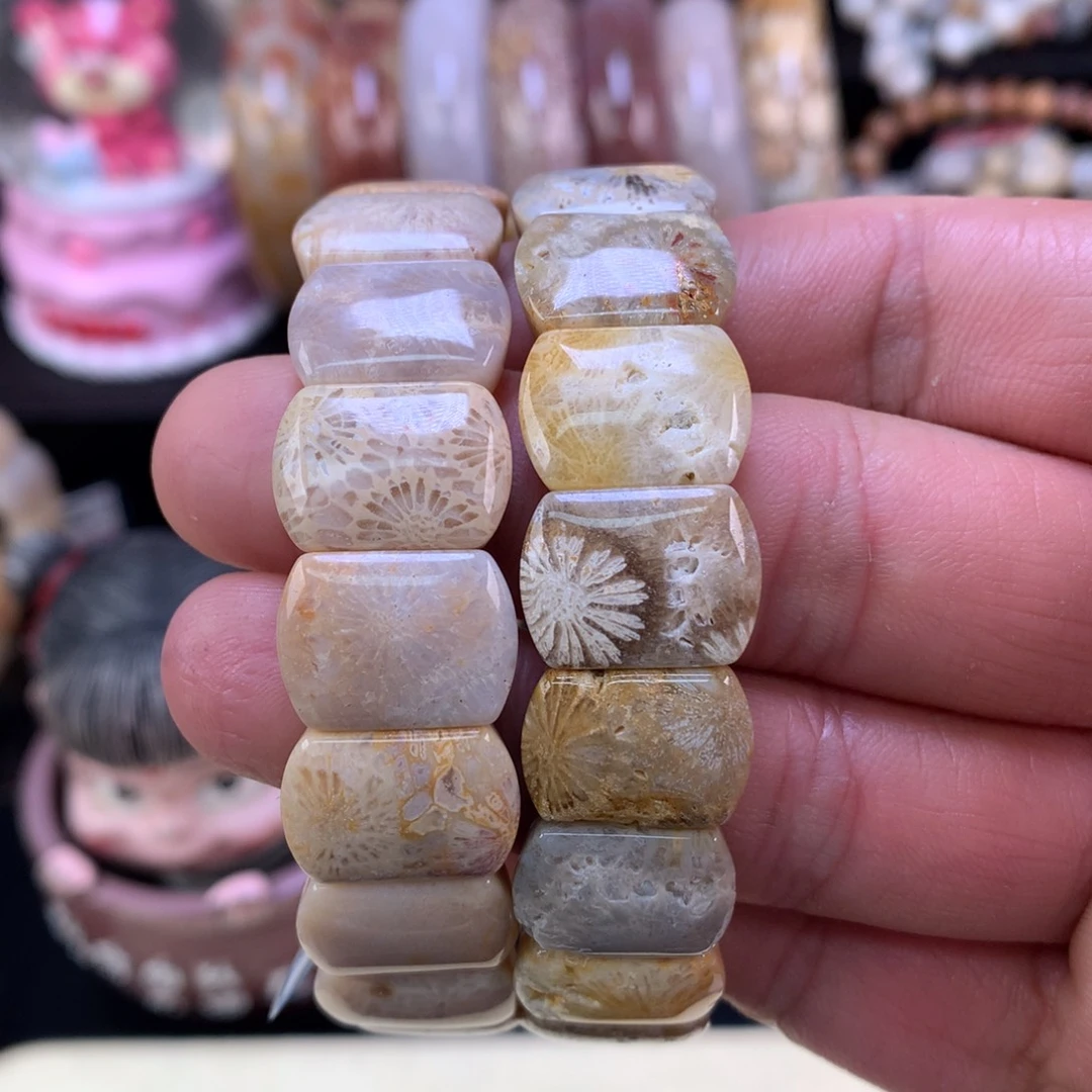 硅化珊瑚（珊瑚玉）未镶嵌手链32号88漏44一条可挑选