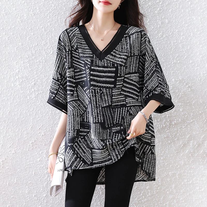 【女神新衣】2025夏季新款大码女装时尚遮肉显瘦雪纺衫高级感上衣