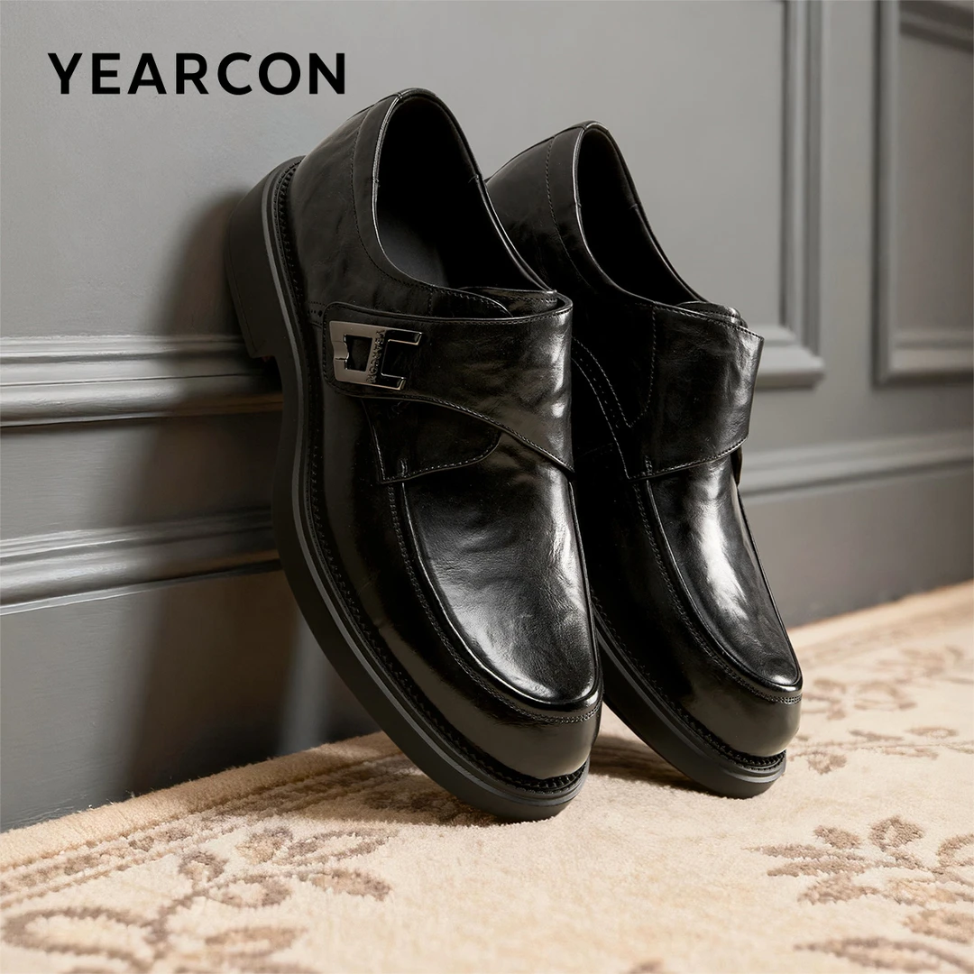 意尔康乐福鞋男2026春季新款牛皮套脚皮鞋高端商务休闲鞋61300W