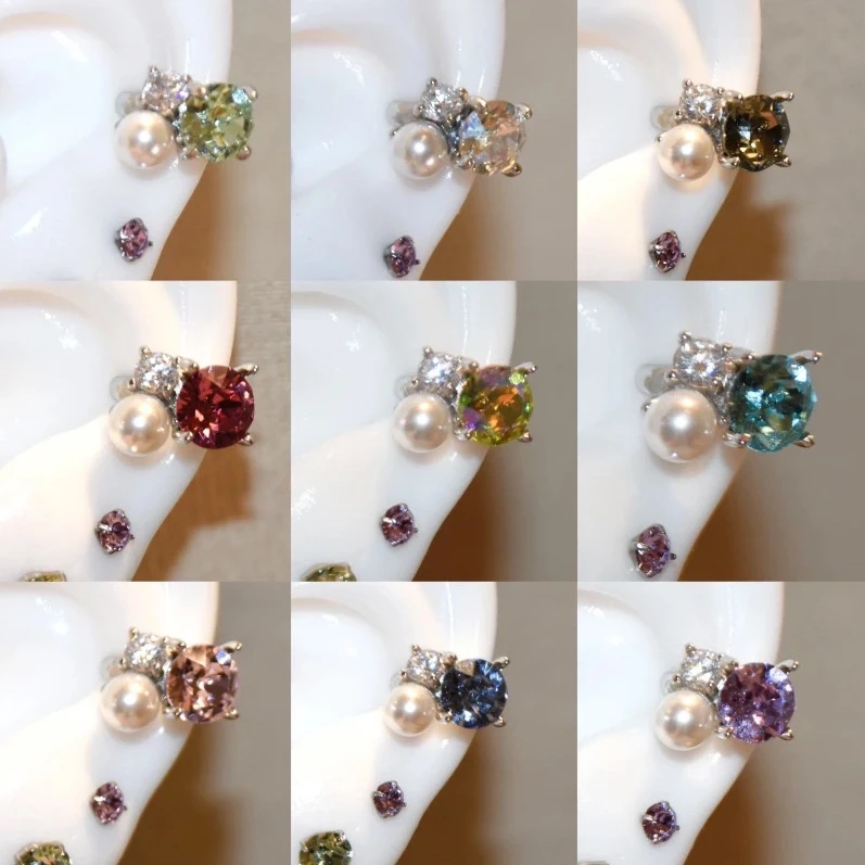 铜合金耳饰 巨闪华子钻耳骨夹无耳洞珍珠轻奢女团风耳饰高级小众