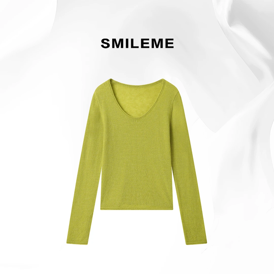 3-SMILEME【苔藓绿意】 休闲圆领色系套头毛衫R5376043