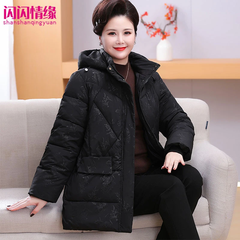 2025冬季新款连帽保暖加厚棉袄加大加肥宽松气质款减龄大码防寒新