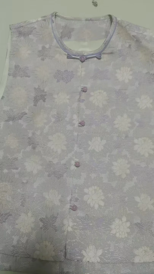 宋锦马甲薄款马夹提花印花圆领女装满印碎花