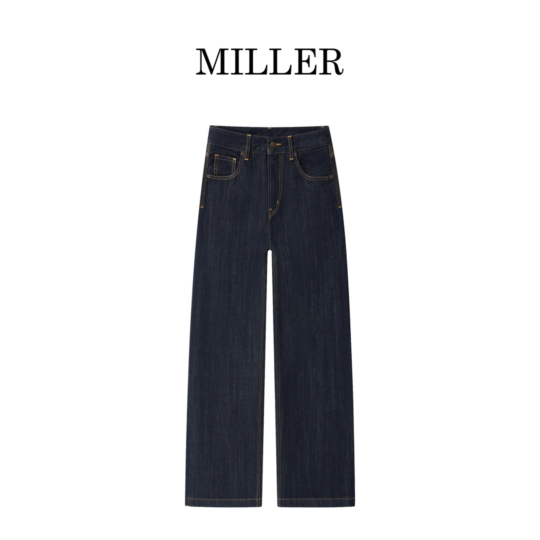 MILLER [织锦]秋季新款日本进口棉纱窄版直筒阔腿裤牛仔裤-9337