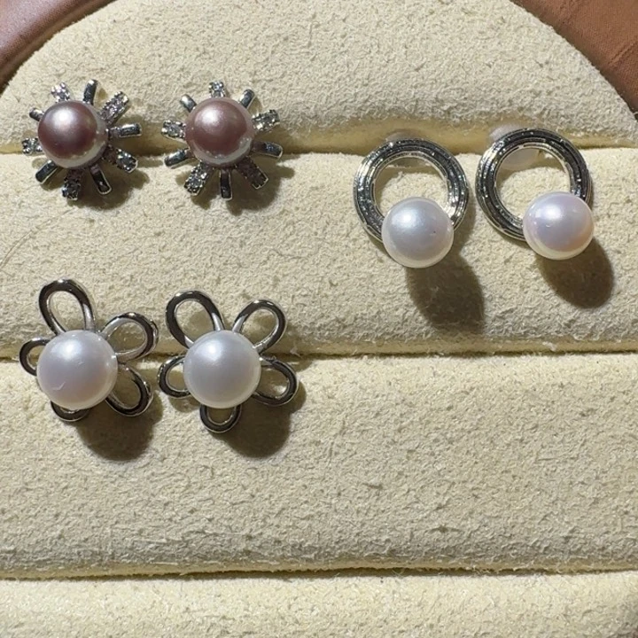 合金淡水珍珠耳饰