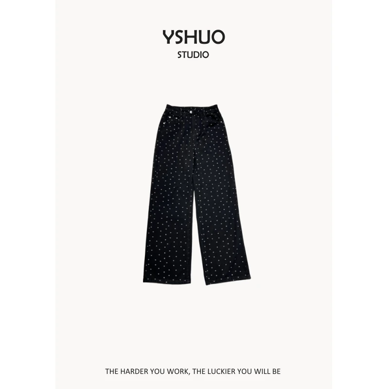 【满眼小花】韩系早春高腰直筒宽松阔腿百搭时髦牛仔裤 N2512