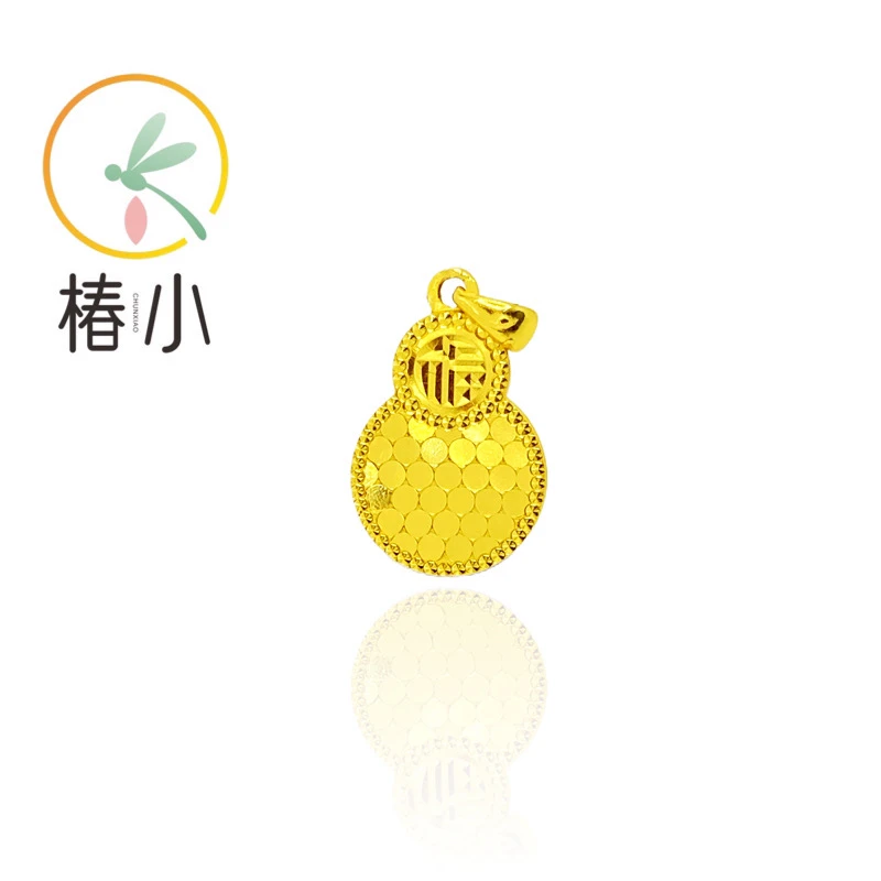 吊坠925银 金色龙鳞福葫芦吊坠【椿小】618006