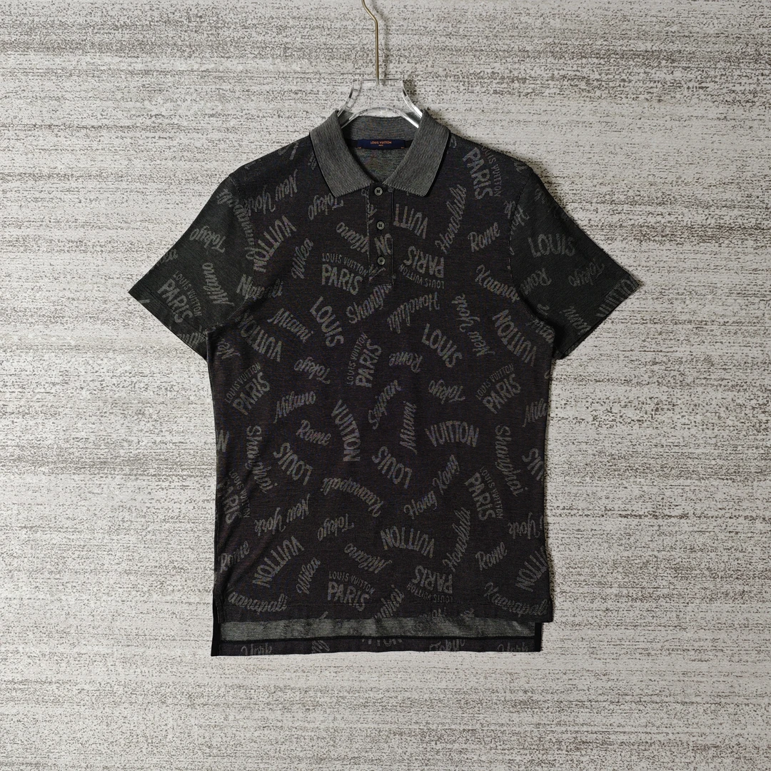 99新 LouisVuitton/路易威登 弹幕满印针织短袖Polo衫/M码＃5230