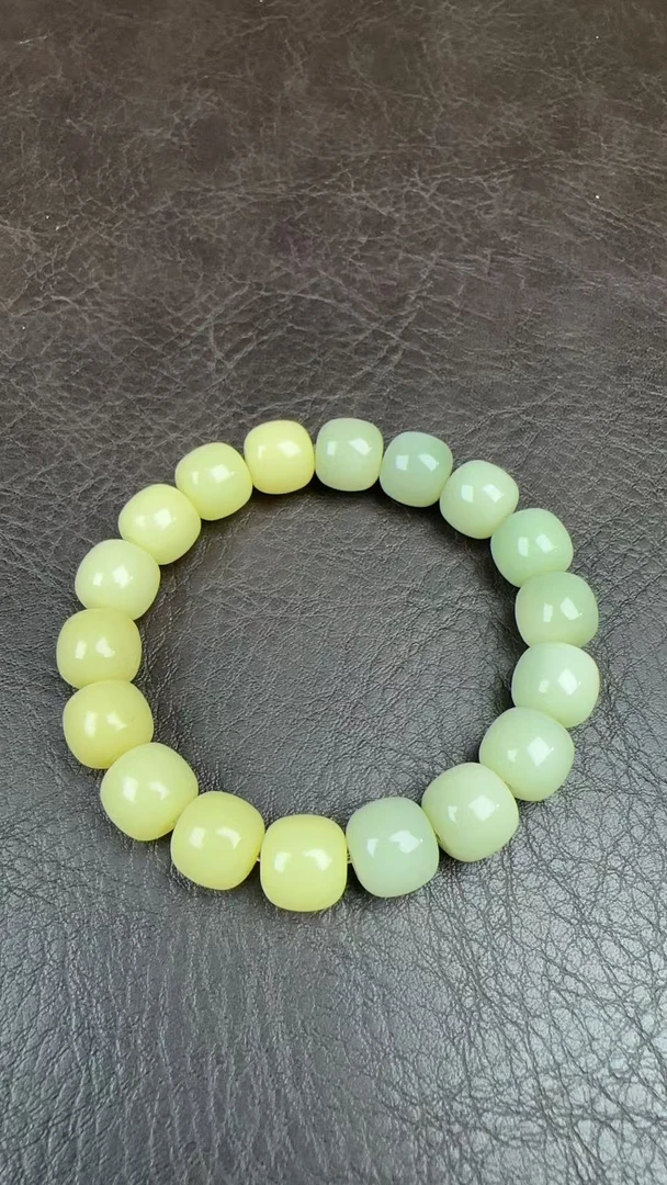 2895 黄绿菩提双拼单圈12mm手串qx2895 （无礼盒）