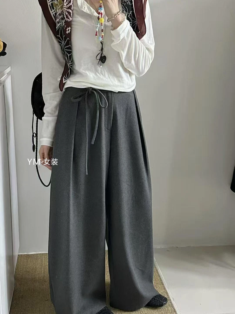 2025新款气球裤女加厚简约高腰显瘦抽绳阔腿宽松百搭休闲裤