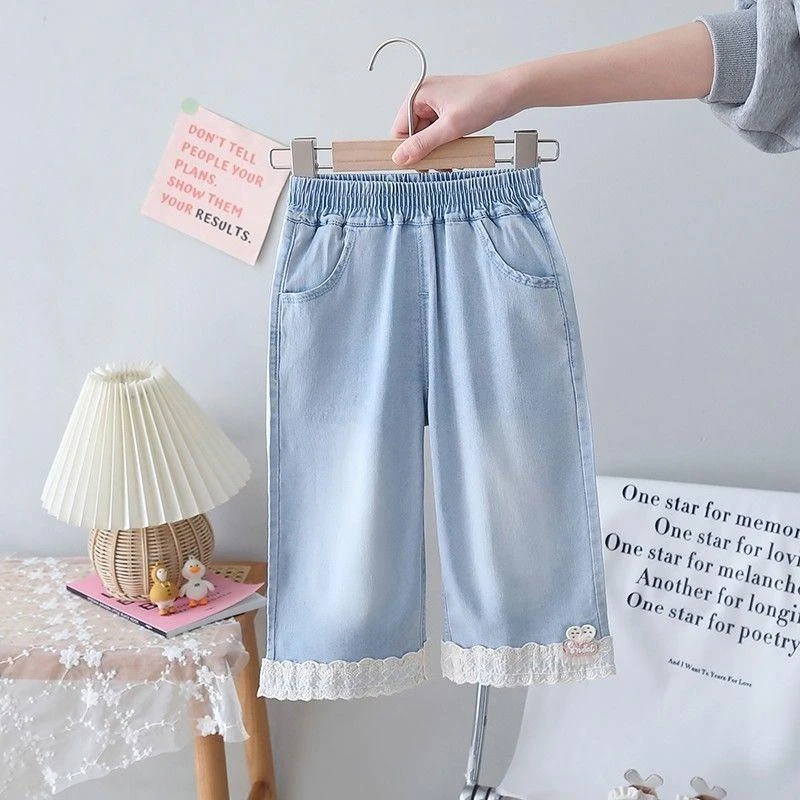 裤夏季儿童阔腿裤童装女童牛仔直筒女宝宝裤婴儿长裤