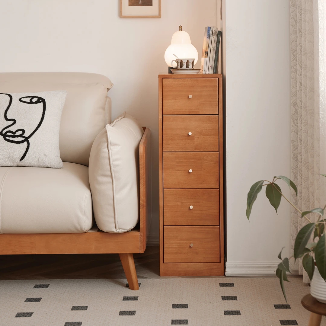 【新品上新】全实木斗柜极窄樱桃木色家用角落抽屉柜简约落地夹缝柜