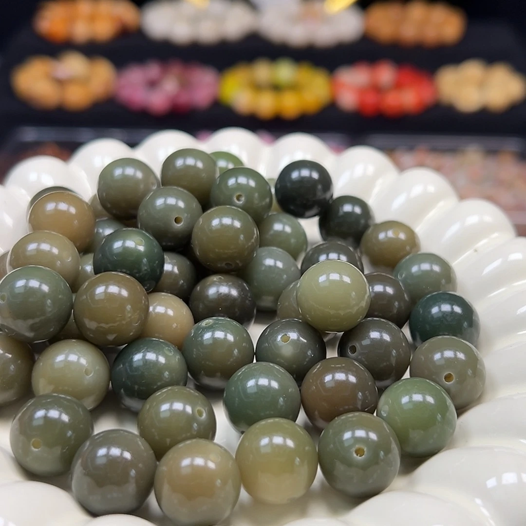 菩提根/象牙果手串卡15非料帝王绿30颗