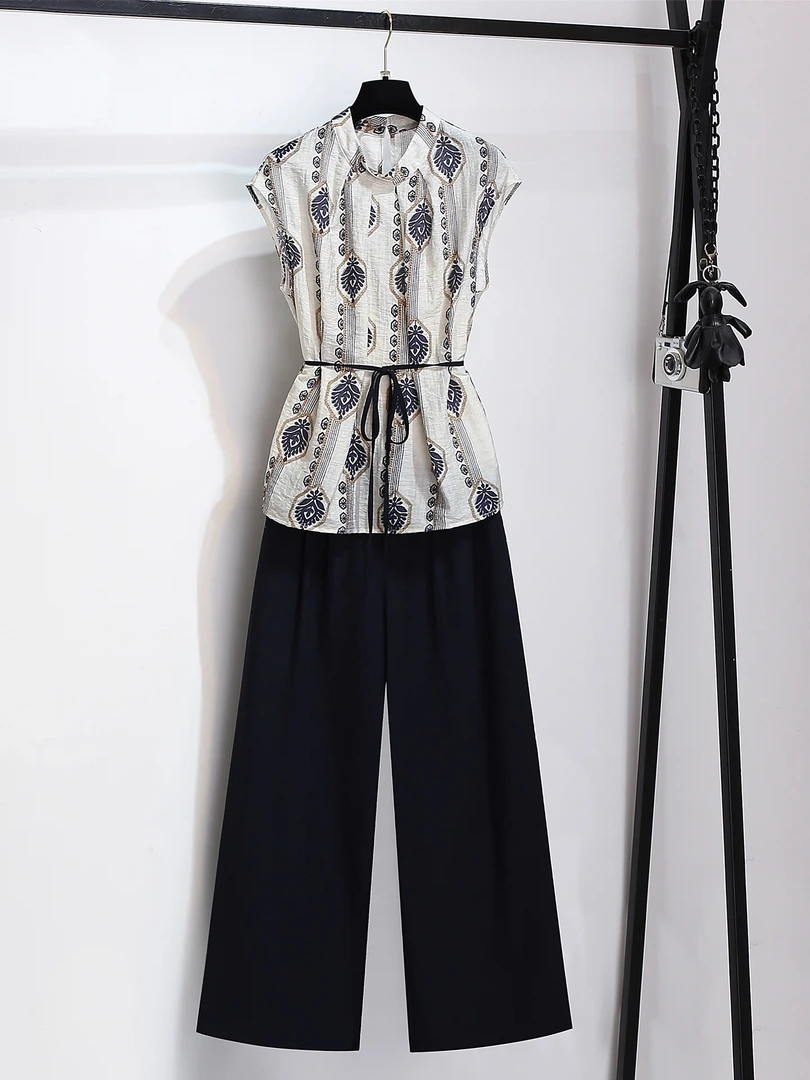 夏季休闲风波西米亚风显瘦百搭时尚套装上衣裤子温婉风森系2396