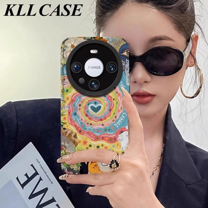 彩色魔法漩涡适用华为mate70pro手机壳新款女彩绘m60pro+