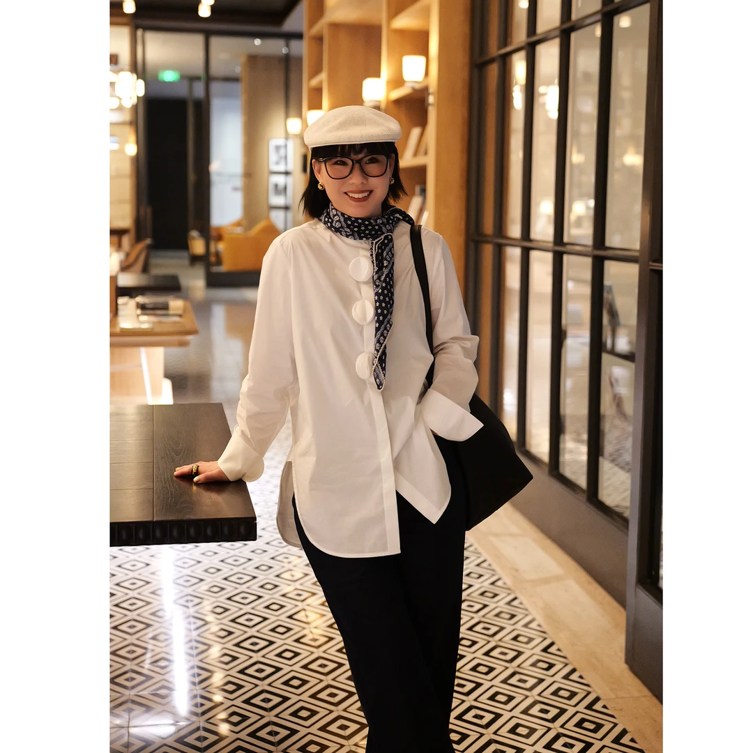 【风生高端甄选】休闲小众宽松百搭长袖设计感切片花瓣衬衫