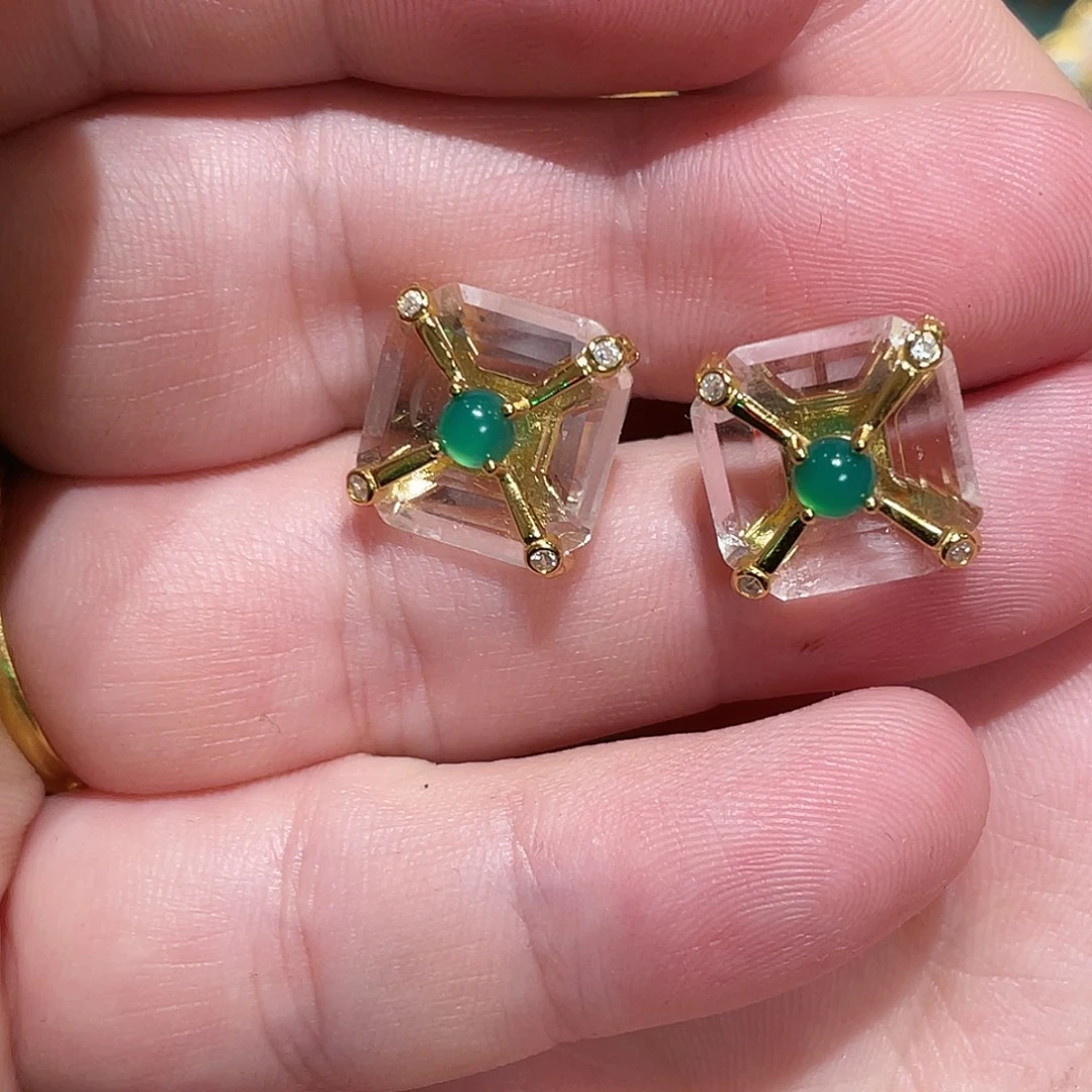 银S925镶嵌水晶耳钉