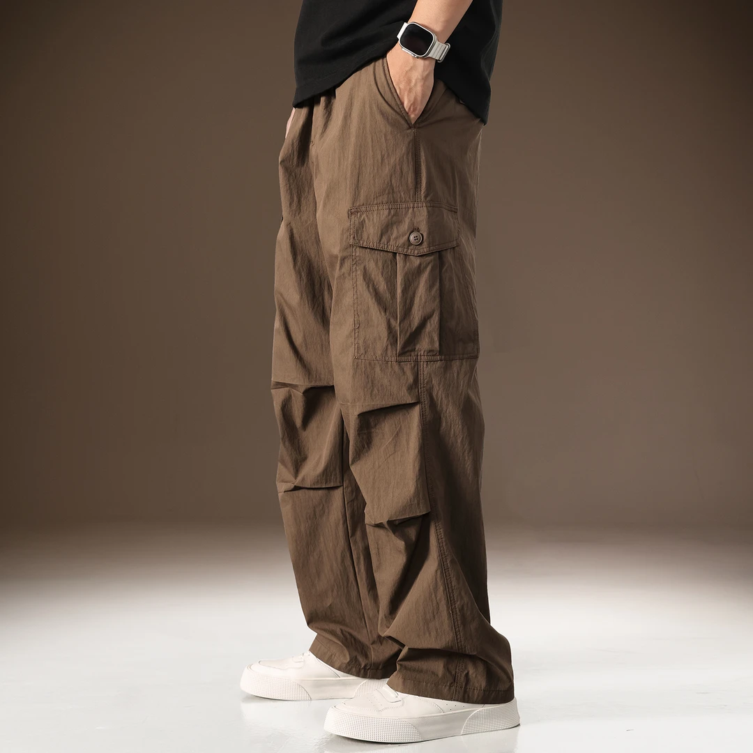 高端美式复古机能风户外工装裤男士秋季新款宽松百搭阔腿休闲长裤
