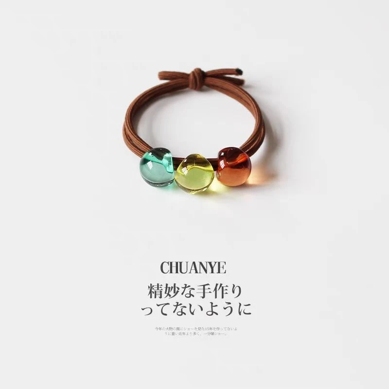 川野冰晶透高马尾发绳扎头绳高端发圈皮筋高弹力耐用头圈