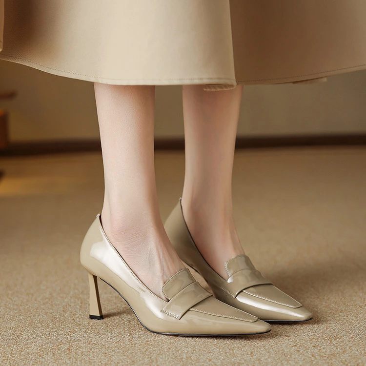 牛皮浅口单鞋2025年春季通勤细跟纯色