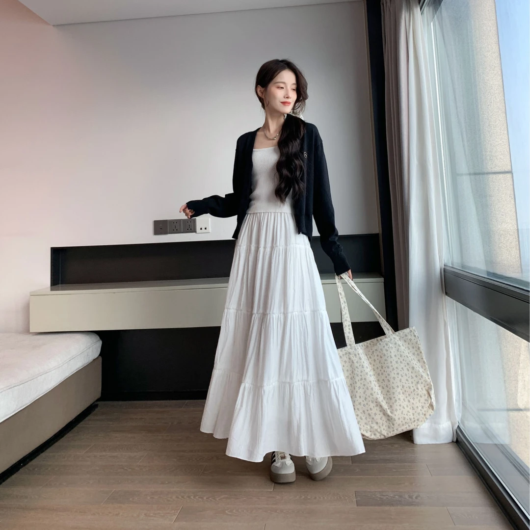 桃花皱半身裙女2025新款春季穿搭高腰温柔气质仙女A字蛋糕长裙子