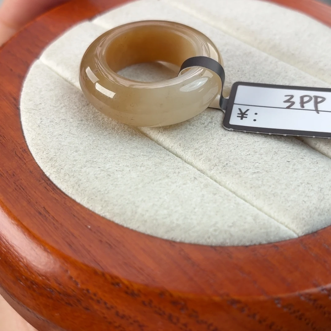 和田玉未镶嵌戒指r25拿铁咖糖渐变甜甜圈16.5