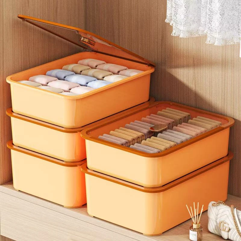 带盖三件套内衣收纳盒防尘衣物衣柜收纳文胸袜子内裤分类整理盒子