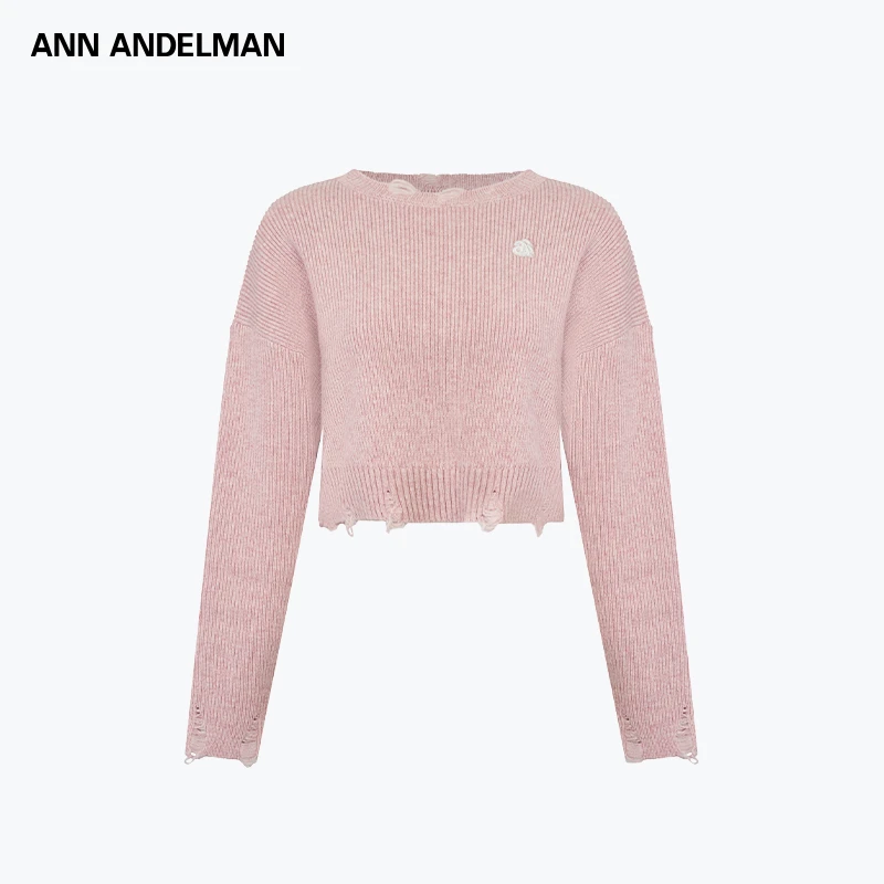 ANN ANDELMAN25秋冬 时尚设计长袖短款不规则毛衣针织衫