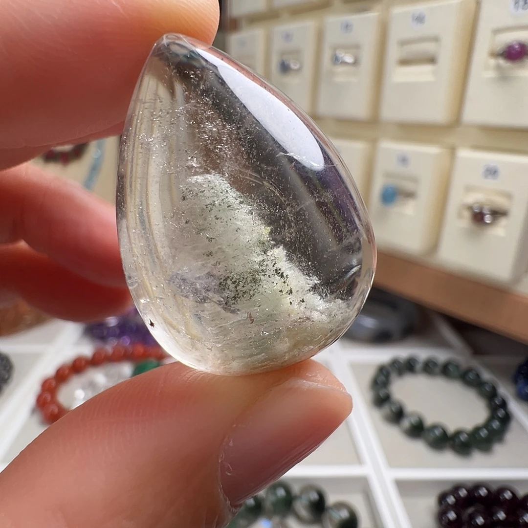 水晶颈饰银S925镶嵌天然幽灵水晶