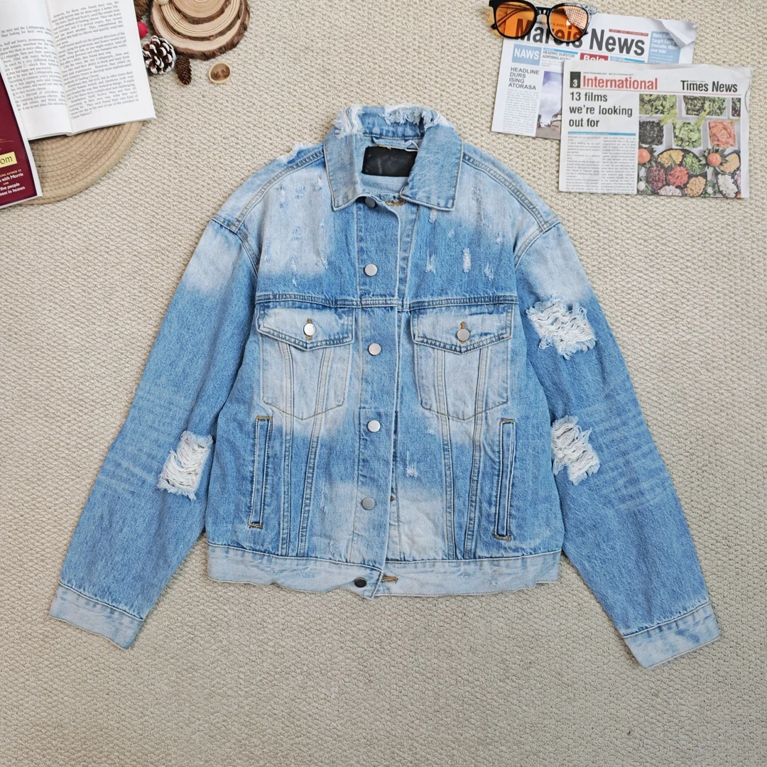 2025春季新款休闲宽松百搭纯色牛仔衬衫长袖外套0396