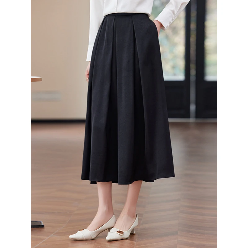 职业正装女白衬衫套装面试黑色a字裙女夏季正装伞裙中长款半身裙