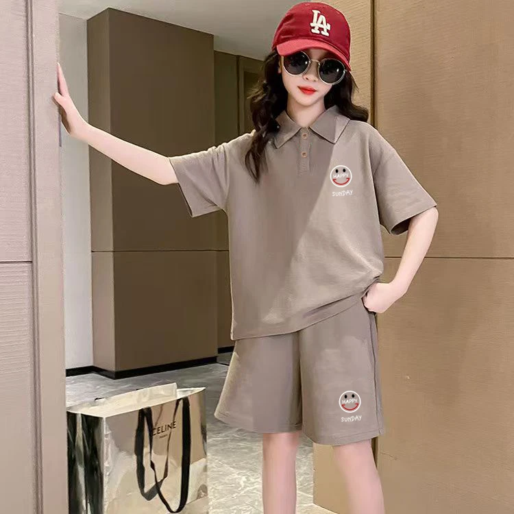 2025洋气儿童短袖衬衫中大童时髦儿童休闲夏季新款套装两件套