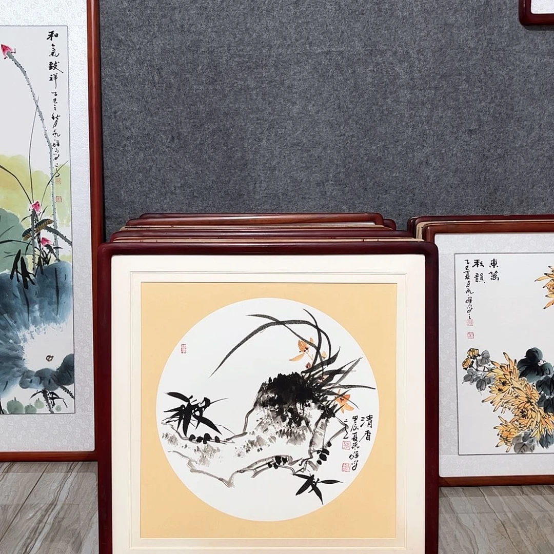 国画书画作品带框63×63