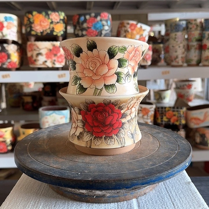 紫砂花盆景德镇陶瓷美术瑕疵