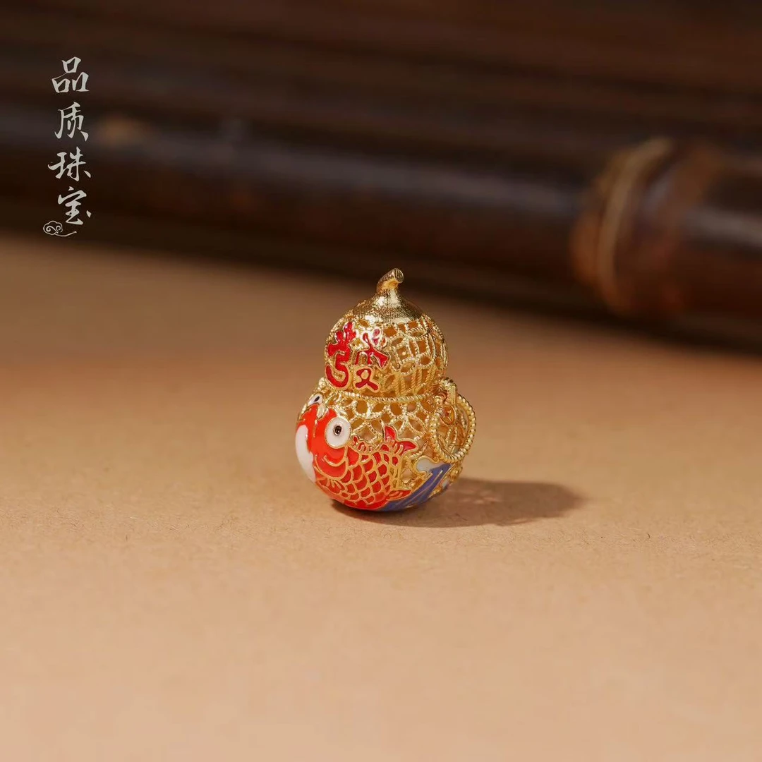 吊坠925银珐琅 S925银珐琅彩大吉大鲤葫芦吊坠简约大方时尚