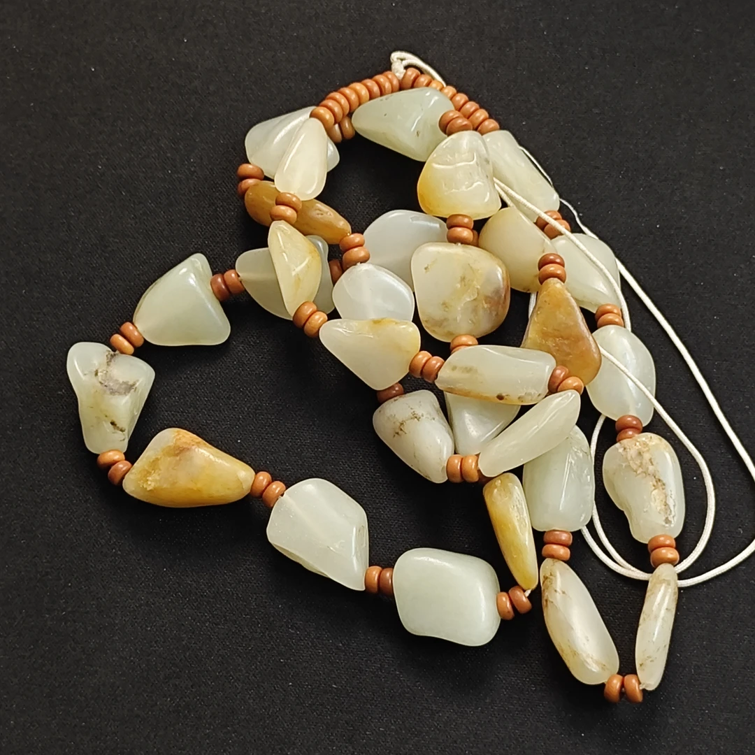 RC0845清代和田玉原石项链