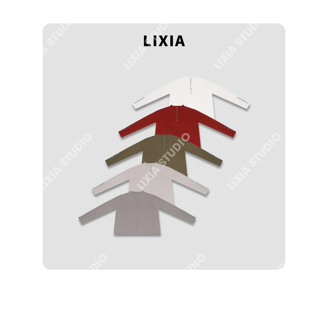 LIXIA【浮白】 ins风时尚12针双股26支100绵羊毛保暖针织衫-D10718