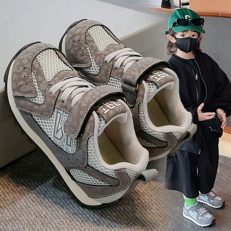 透气双网面春秋季童鞋韩系女童男童鞋子防滑魔术贴休闲运动鞋耐脏