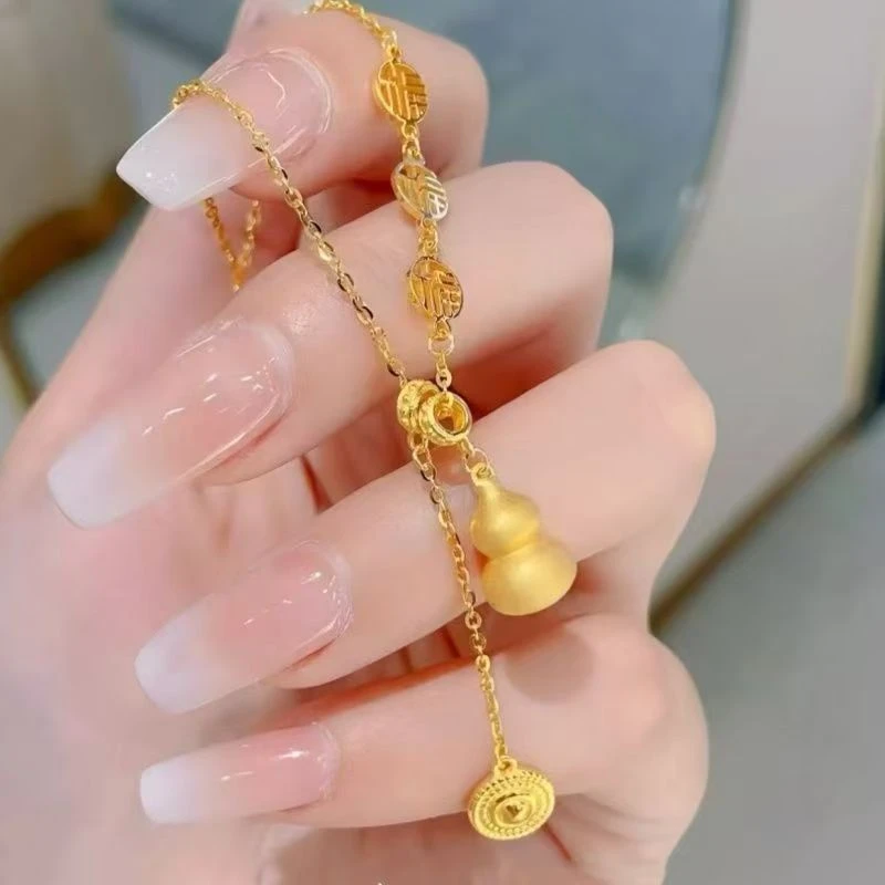 铜合金项链 新中式流苏福字葫芦项链轻奢时尚百搭精致气质ins风