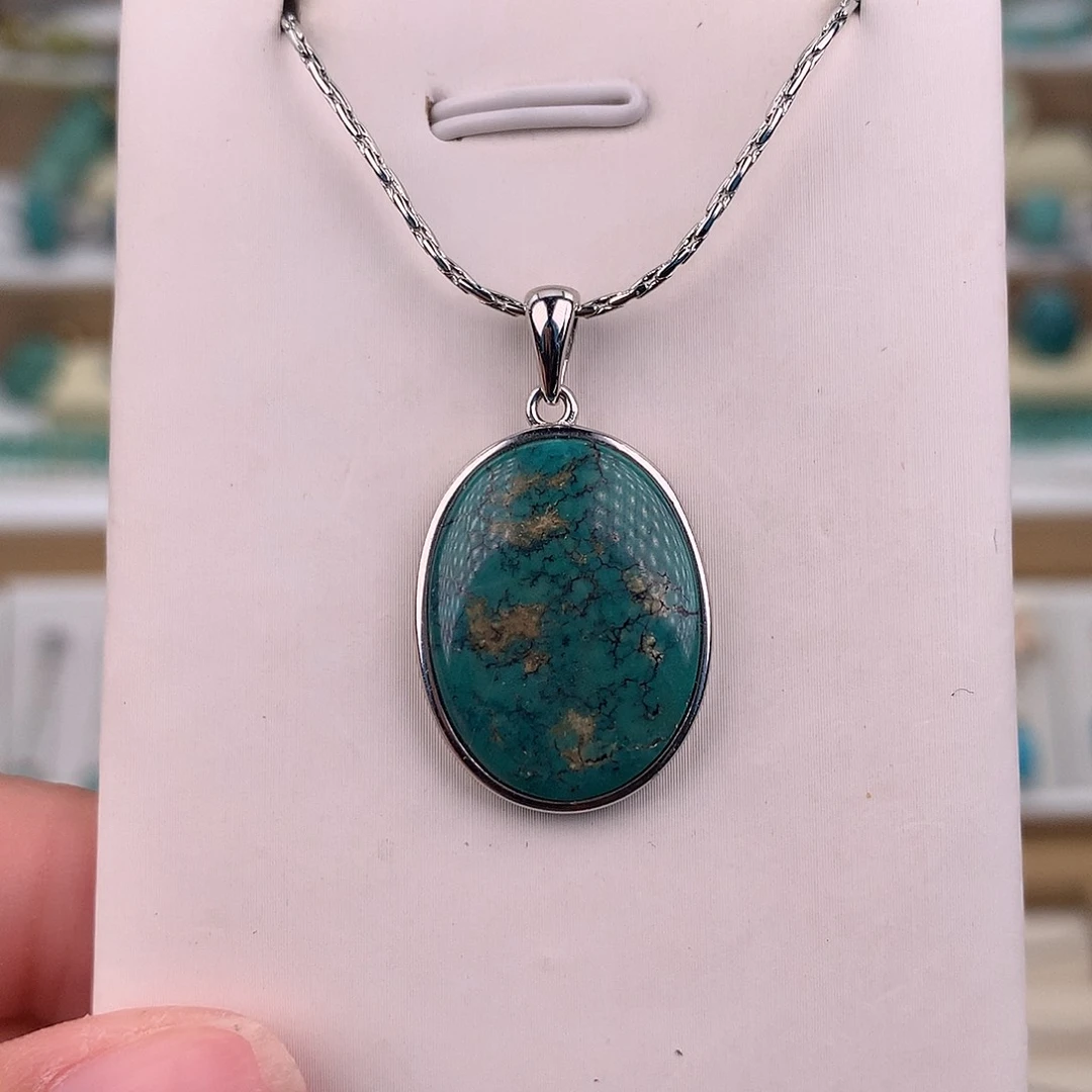 绿松石银S925镶嵌颈饰