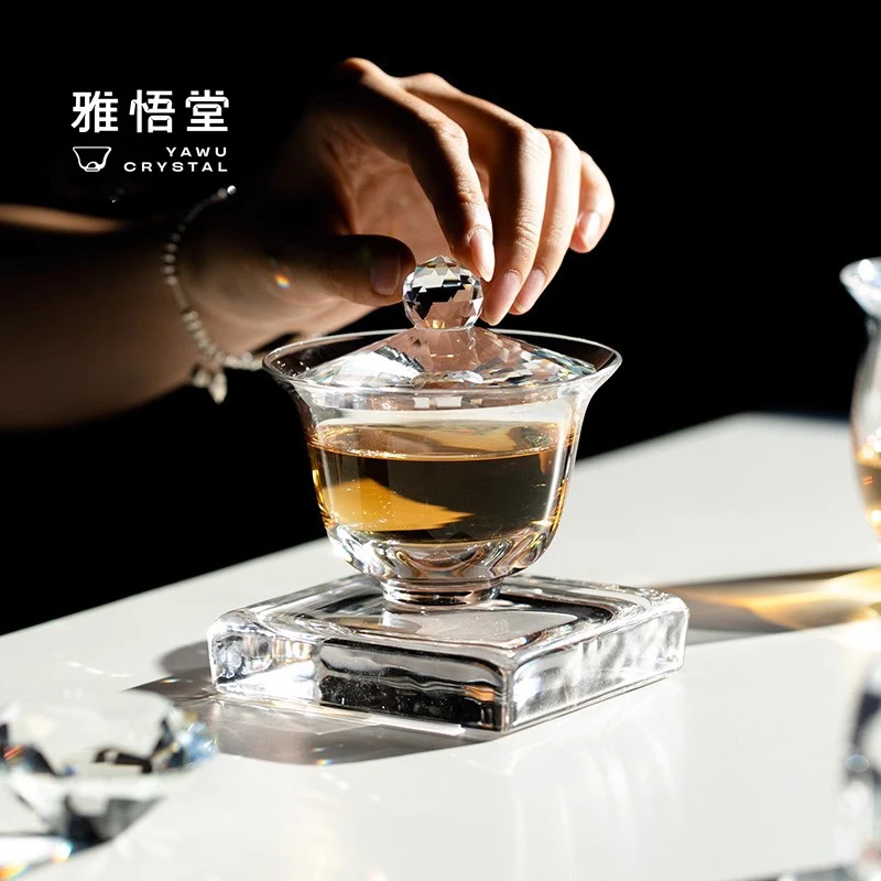 伍家坊不墨盖碗耐热水晶玻璃茶具高档泡茶碗茶道器具送礼礼盒