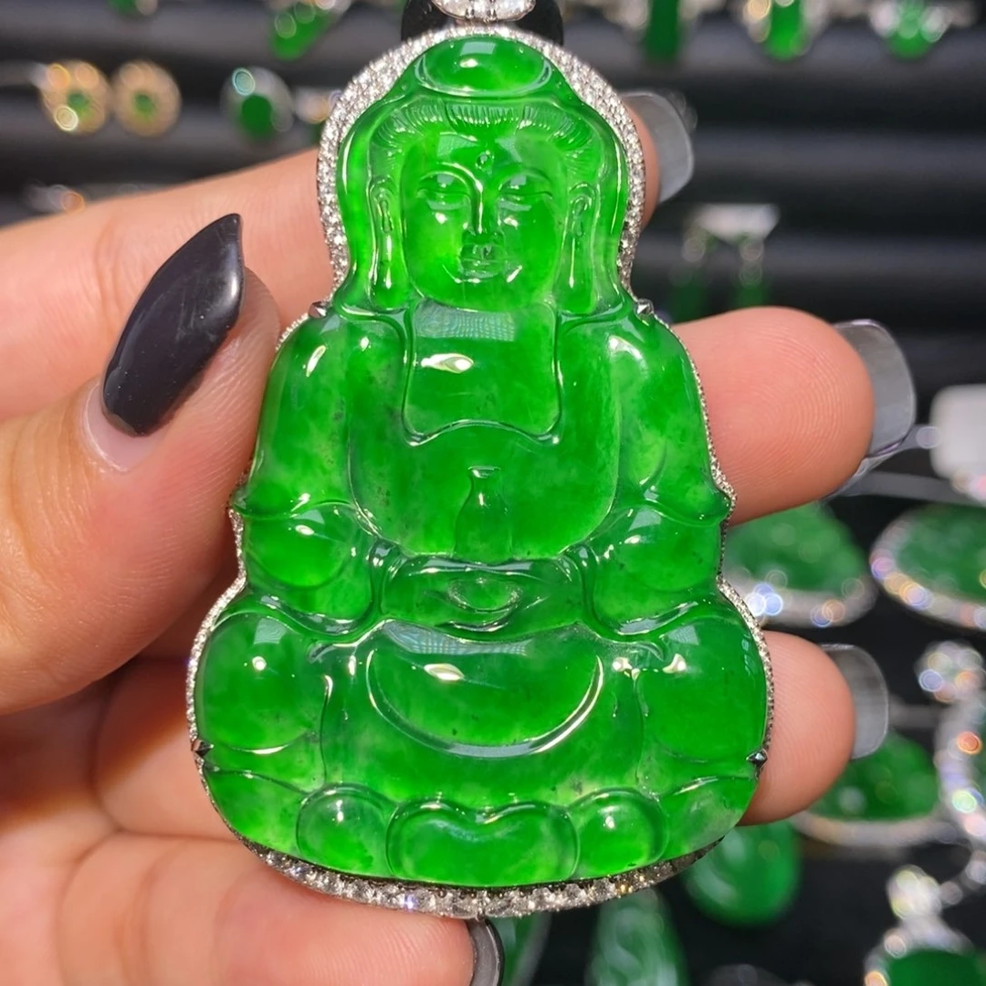 翡翠18K金镶嵌颈饰天然翡翠