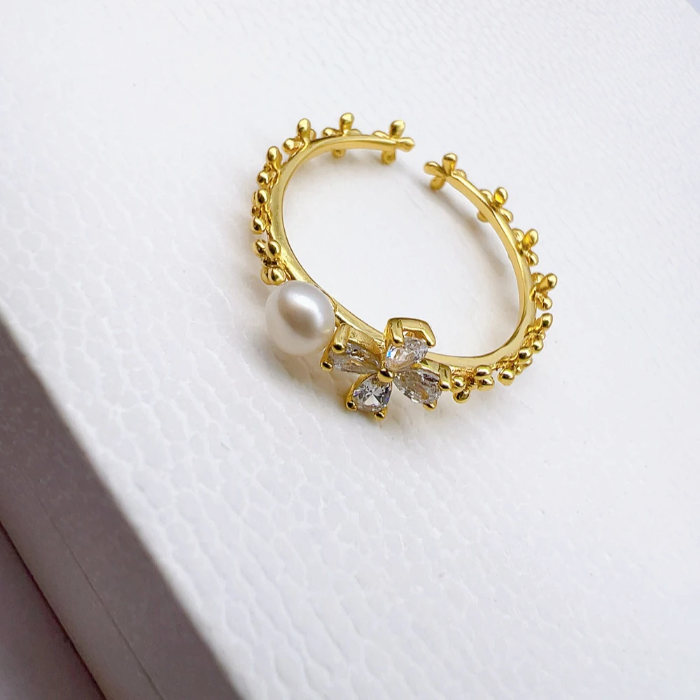 925银戒指 03348 好啊商店 925银镶嵌小兰花戒指 开口可调节