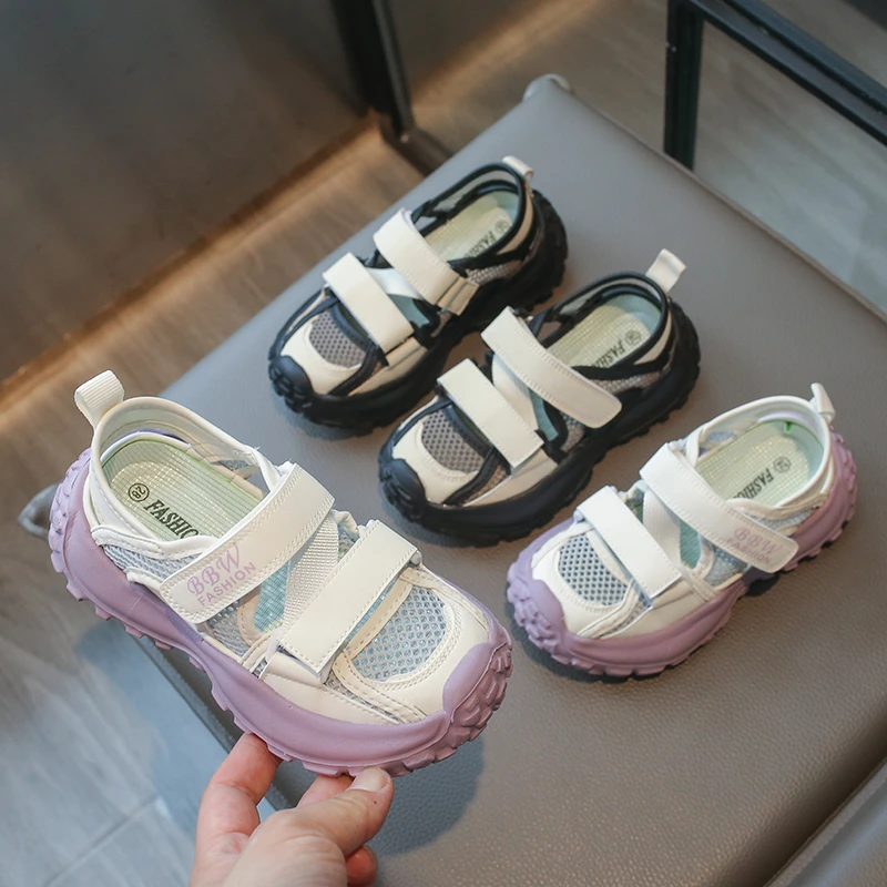 儿童镂空运动凉鞋2025夏季新款女童多巴胺网眼鞋超轻透气洞洞凉鞋