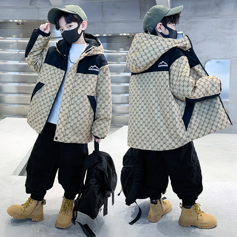 男童加绒棉服外套2025新款冬季加厚中大童儿童男孩秋冬款派克服潮