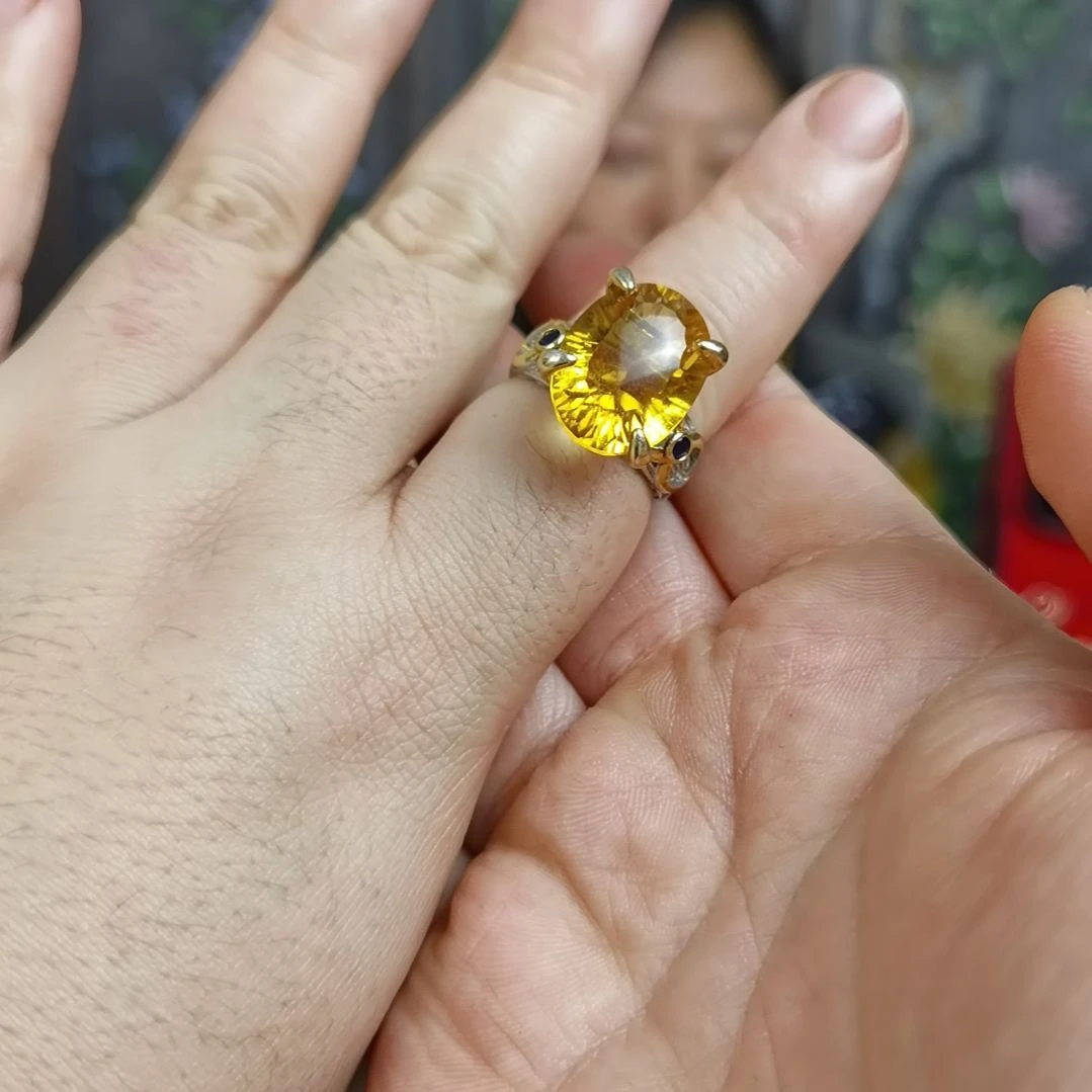 水晶戒指银S925镶嵌戒指