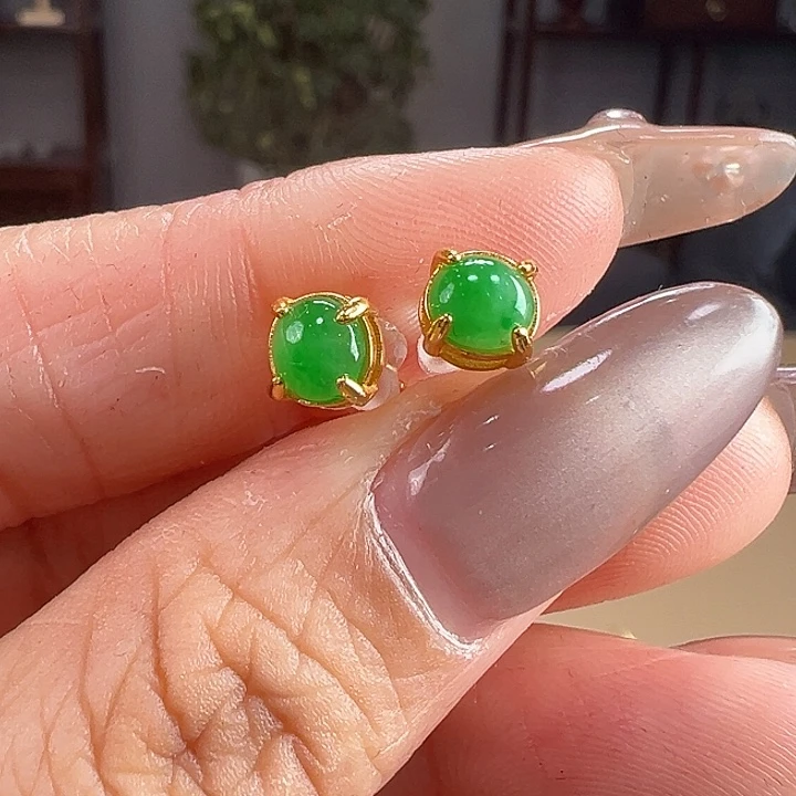 翡翠银S925镶嵌耳饰耳饰24