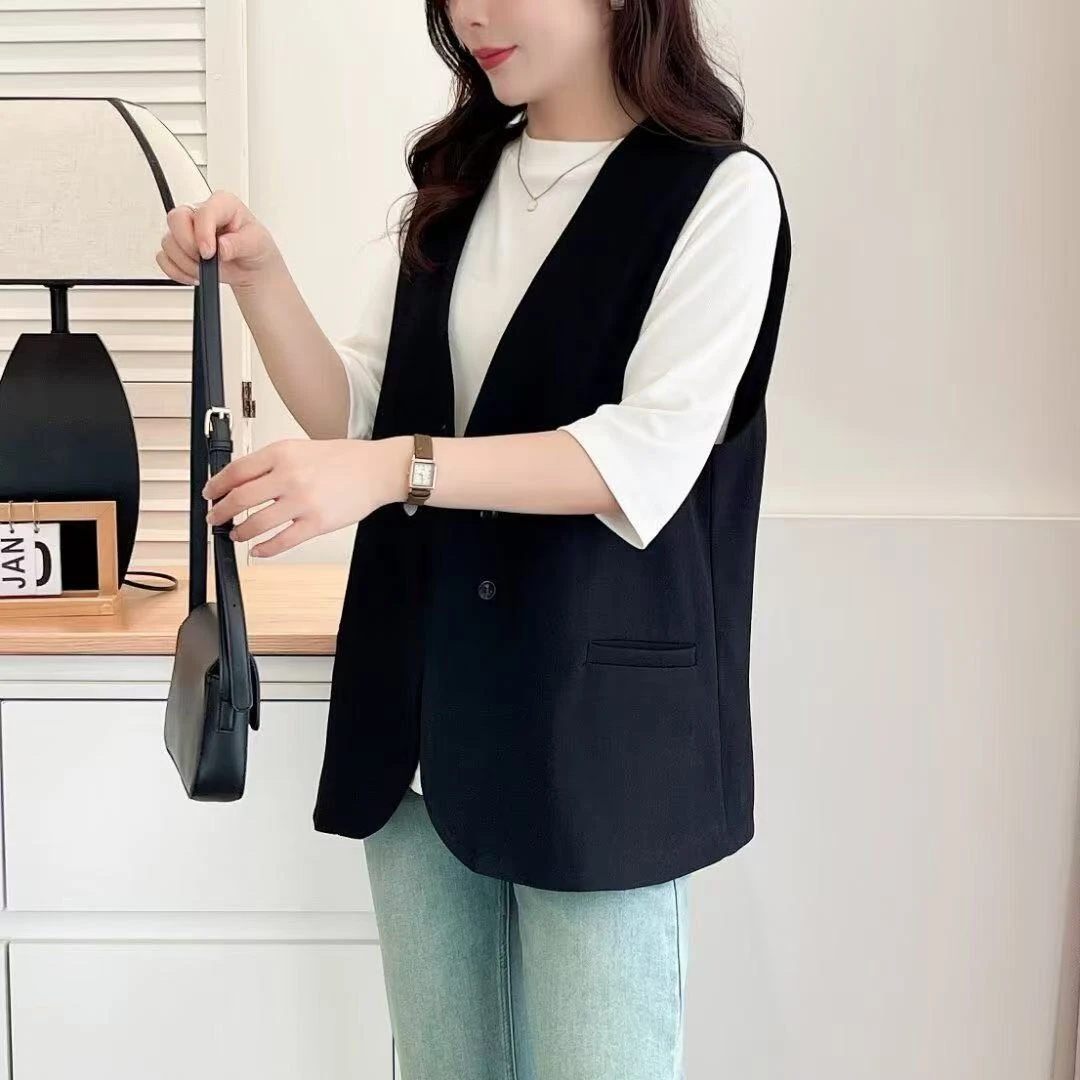 C037马甲新款春秋时尚短款无袖外套坎肩修身西装气质显瘦马夹百搭