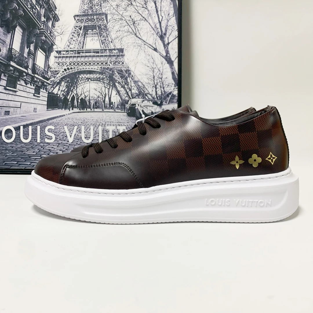未使用 LouisVuitton/路易威登 LV Beverly棕色棋盘格休闲板鞋