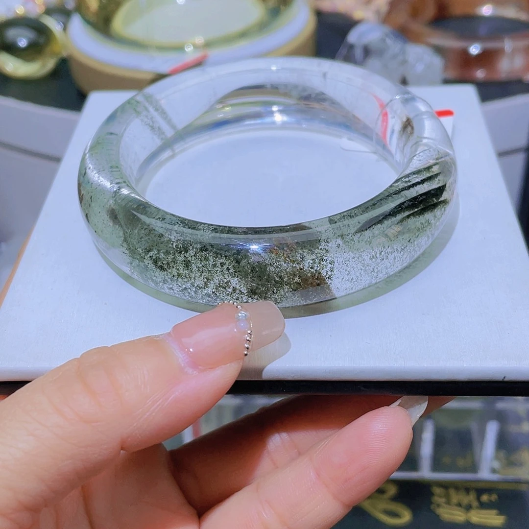 水晶手镯未镶嵌天然绿幽灵特价55